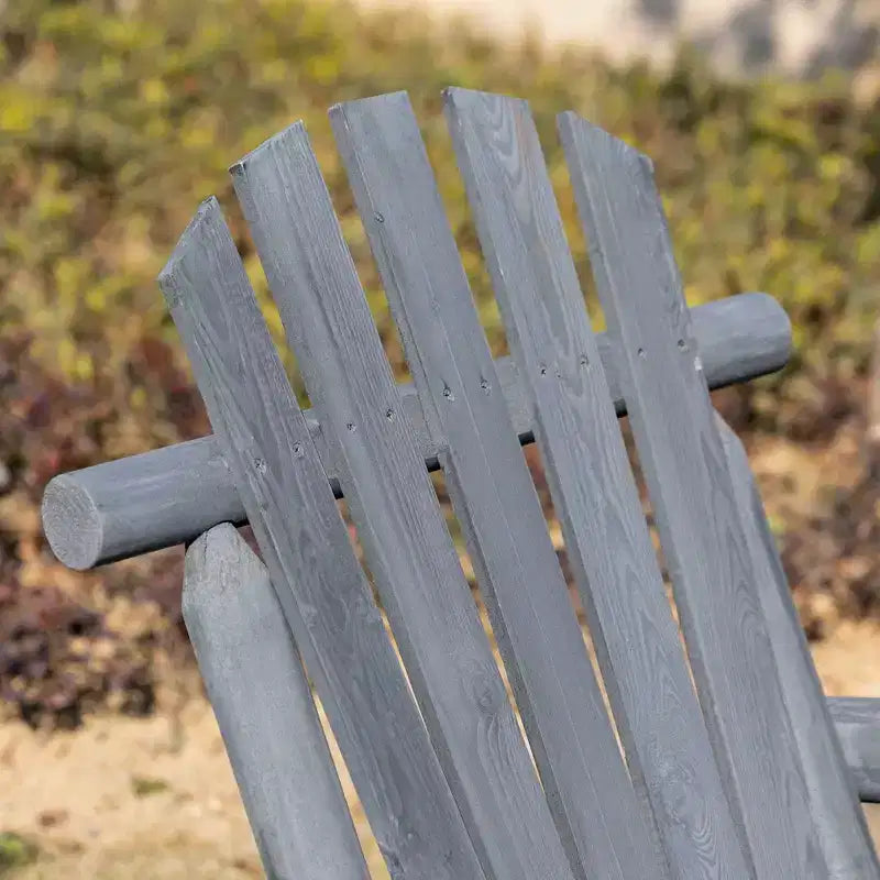Outsunny Wooden Adirondack Rocking Chair, Outdoor Rustic Log Rocker with Slatted Design for Patio