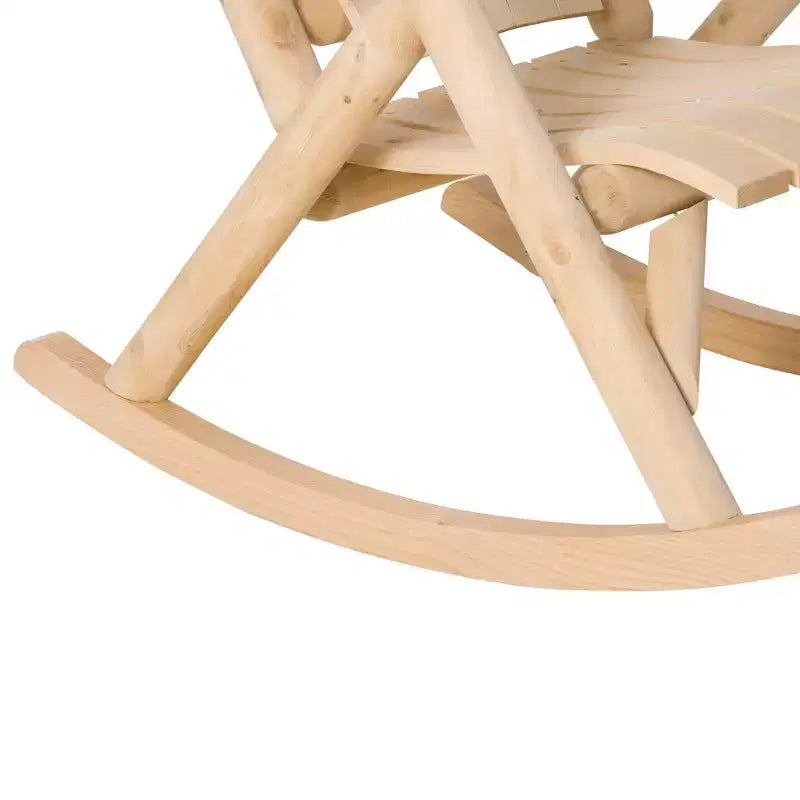 Outsunny Wooden Rocking Chair, Indoor Outdoor Porch Rocker with Slatted Design, High Back for Backyard, Garden