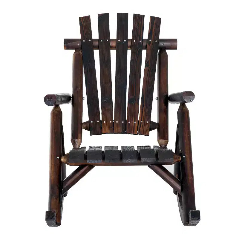 Outsunny Wooden Rocking Chair, Indoor Outdoor Porch Rocker with Slatted Design, High Back for Backyard, Garden