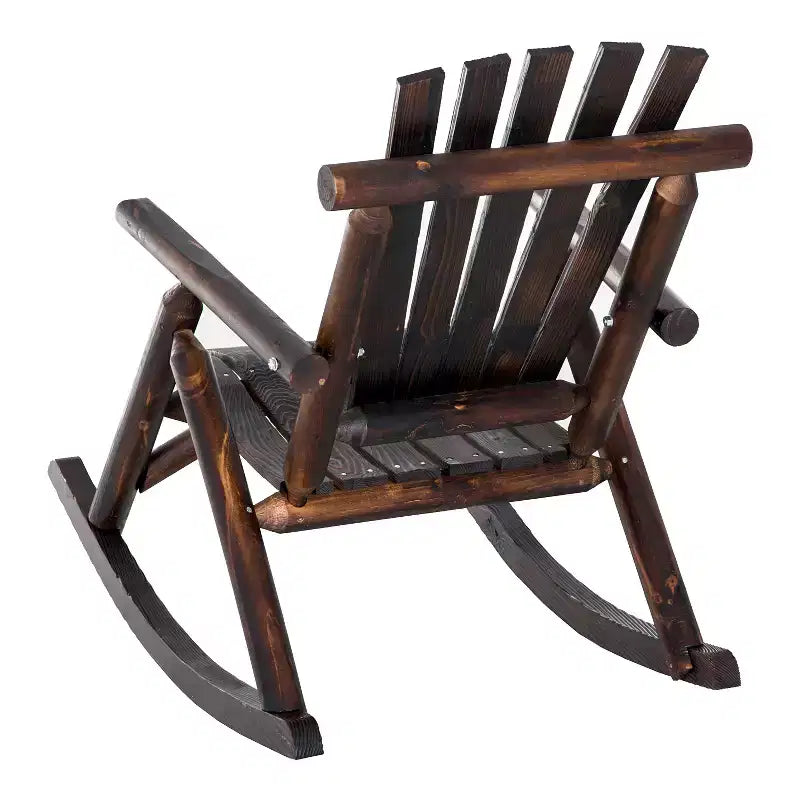 Outsunny Wooden Rocking Chair, Indoor Outdoor Porch Rocker with Slatted Design, High Back for Backyard, Garden