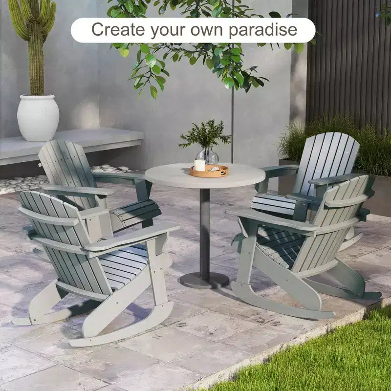 Outsunny Rustic Wooden Adirondack Rocking Chair Outdoor Lounge Chair Fire Pit Seating with Slatted Wooden Design for Patio, Backyard