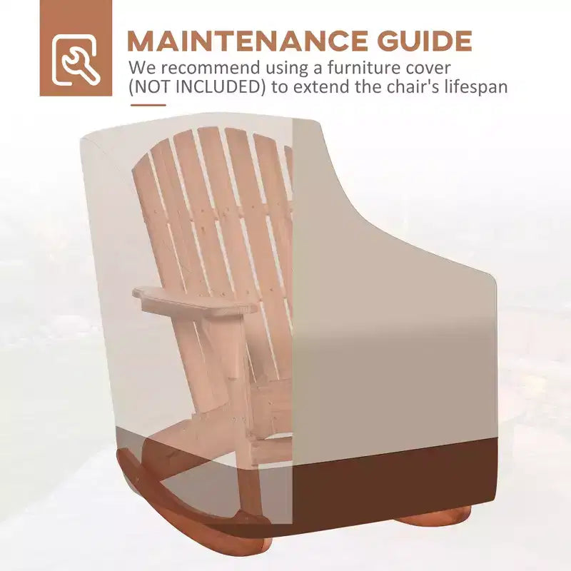 Outsunny Rustic Wooden Adirondack Rocking Chair Outdoor Lounge Chair Fire Pit Seating with Slatted Wooden Design for Patio, Backyard