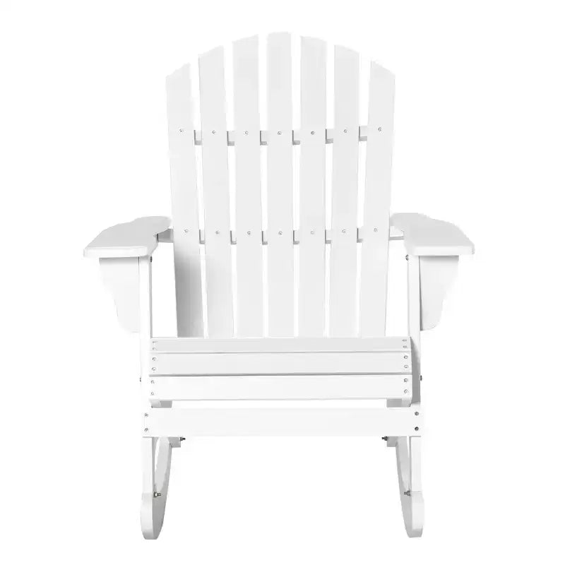 Outsunny Rustic Wooden Adirondack Rocking Chair Outdoor Lounge Chair Fire Pit Seating with Slatted Wooden Design for Patio, Backyard