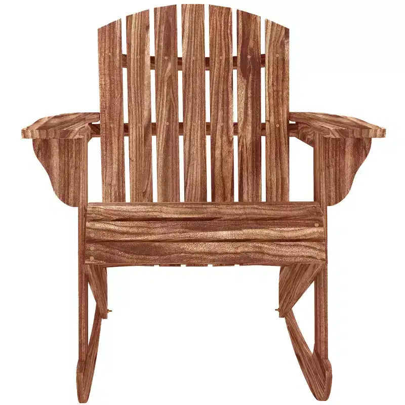 Outsunny Rustic Wooden Adirondack Rocking Chair Outdoor Lounge Chair Fire Pit Seating with Slatted Wooden Design for Patio, Backyard