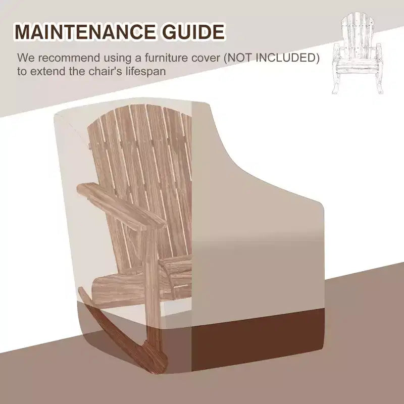 Outsunny Rustic Wooden Adirondack Rocking Chair Outdoor Lounge Chair Fire Pit Seating with Slatted Wooden Design for Patio, Backyard