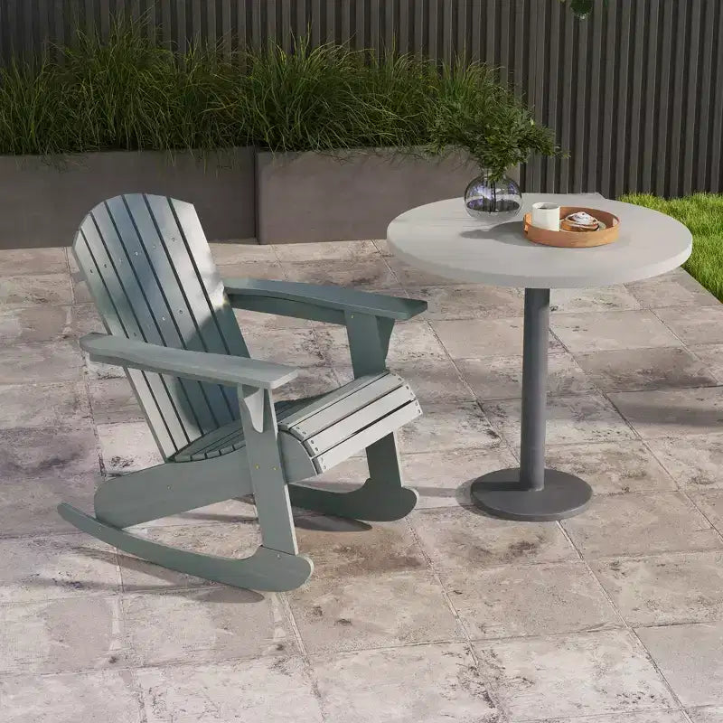 Outsunny Rustic Wooden Adirondack Rocking Chair Outdoor Lounge Chair Fire Pit Seating with Slatted Wooden Design for Patio, Backyard