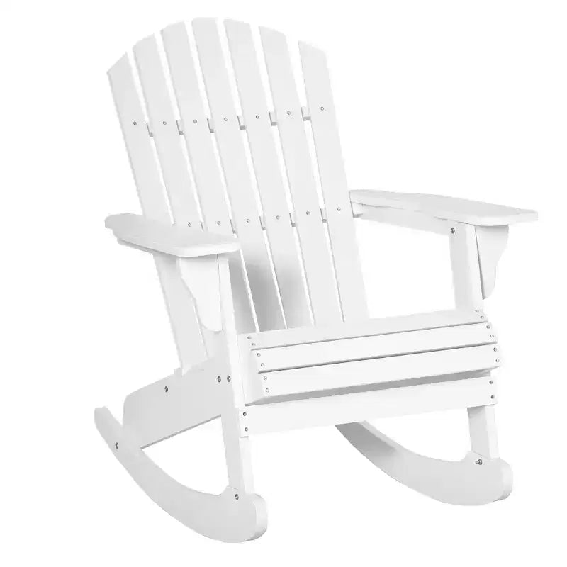 Outsunny Rustic Wooden Adirondack Rocking Chair Outdoor Lounge Chair Fire Pit Seating with Slatted Wooden Design for Patio, Backyard