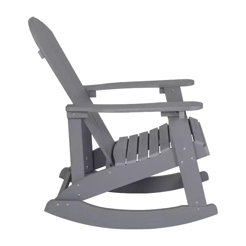 Emma and Oliver Set of 2 Marcy Classic All-Weather Poly Resin Rocking Adirondack Chairs with Stainless Steel Hardware for Year Round Use