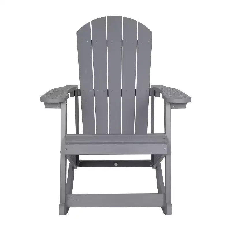 Emma and Oliver Set of 2 Marcy Classic All-Weather Poly Resin Rocking Adirondack Chairs with Stainless Steel Hardware for Year Round Use