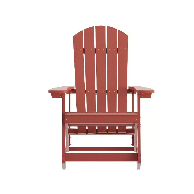 Emma and Oliver Set of 2 Marcy Classic All-Weather Poly Resin Rocking Adirondack Chairs with Stainless Steel Hardware for Year Round Use