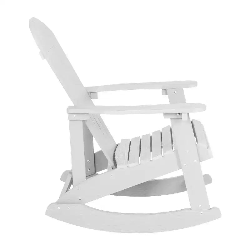 Emma and Oliver Set of 2 Marcy Classic All-Weather Poly Resin Rocking Adirondack Chairs with Stainless Steel Hardware for Year Round Use