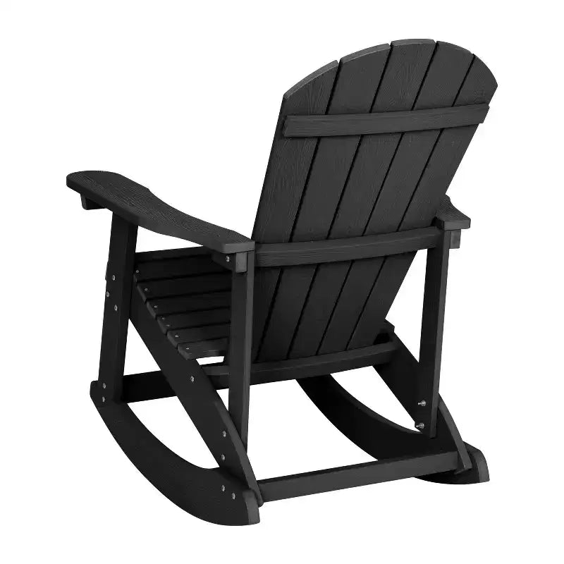 Emma and Oliver Set of 2 Marcy Classic All-Weather Poly Resin Rocking Adirondack Chairs with Stainless Steel Hardware for Year Round Use