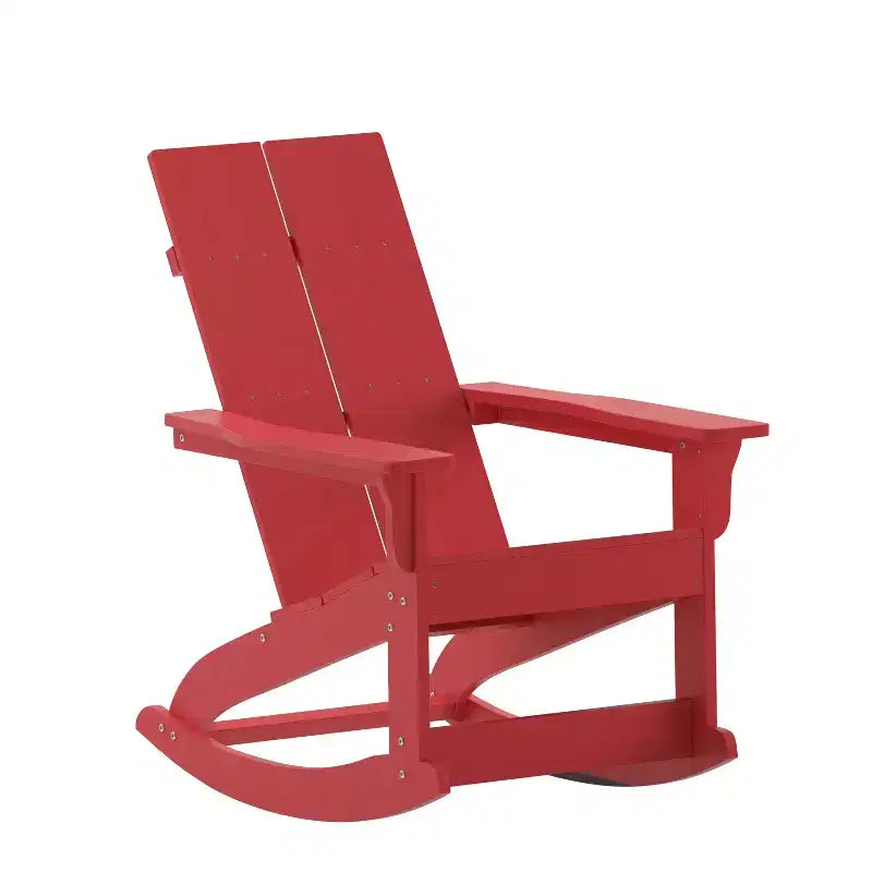 Emma and Oliver Modern All-Weather Poly Resin Adirondack Rocking Chair for Indoor/Outdoor Use