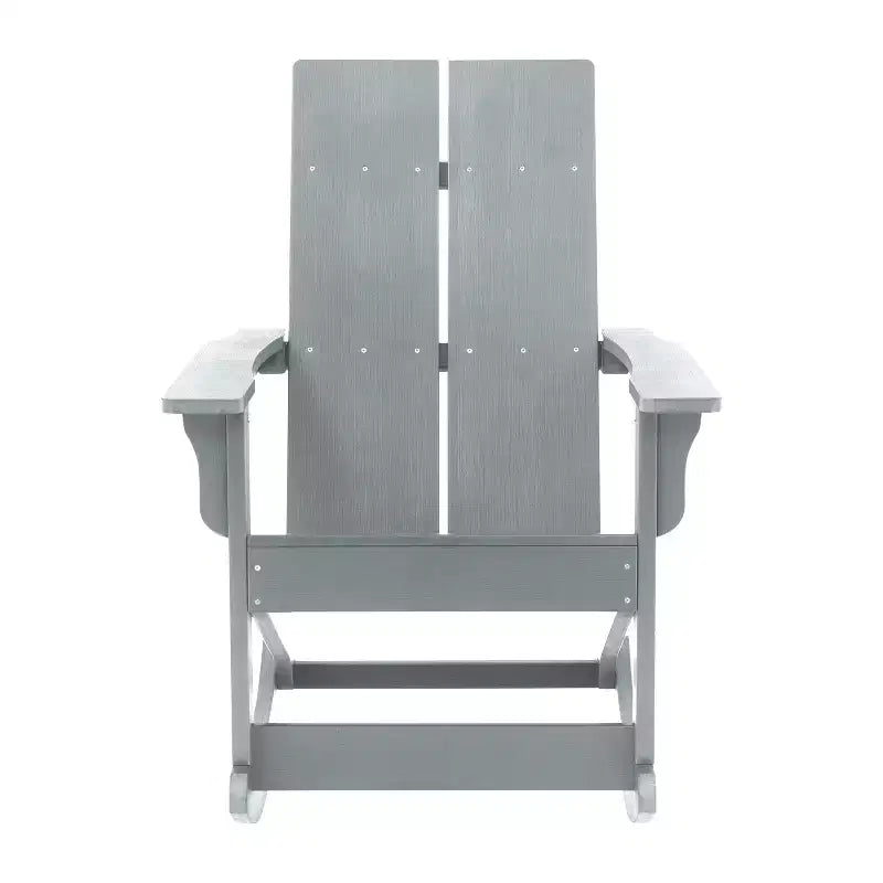 Flash Furniture Finn Modern Commercial Grade All-Weather 2-Slat Poly Resin Wood Rocking Adirondack Chair with Rust Resistant Stainless Steel Hardware