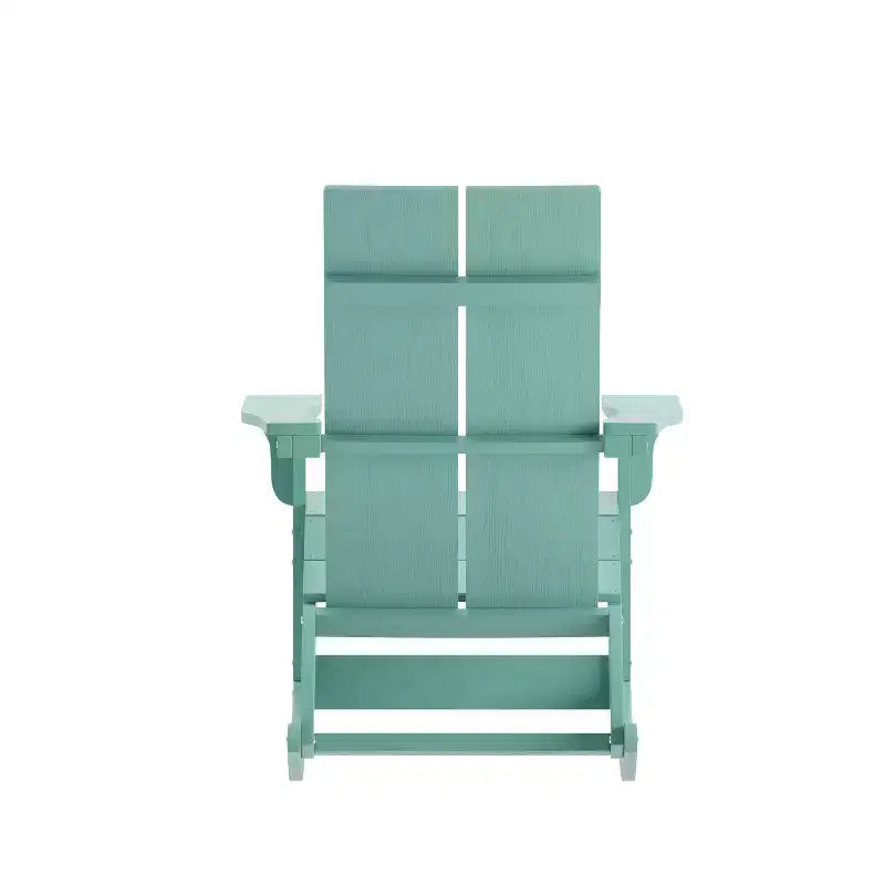 Flash Furniture Finn Modern Commercial Grade All-Weather 2-Slat Poly Resin Wood Rocking Adirondack Chair with Rust Resistant Stainless Steel Hardware