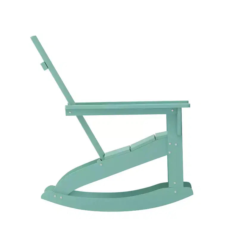 Flash Furniture Finn Modern Commercial Grade All-Weather 2-Slat Poly Resin Wood Rocking Adirondack Chair with Rust Resistant Stainless Steel Hardware