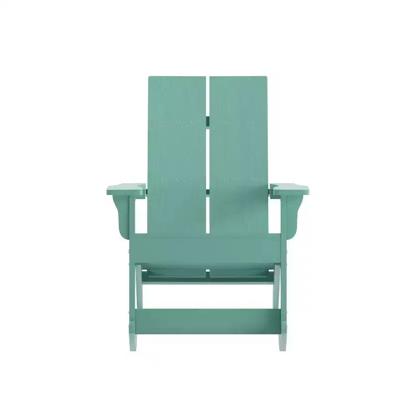 Flash Furniture Finn Modern Commercial Grade All-Weather 2-Slat Poly Resin Wood Rocking Adirondack Chair with Rust Resistant Stainless Steel Hardware