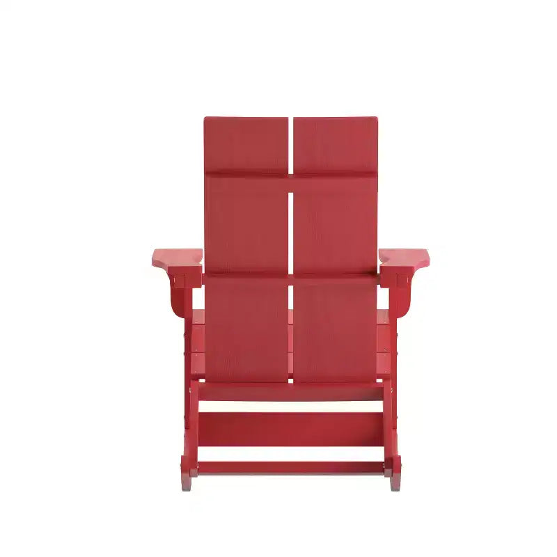 Emma and Oliver Set of 2 Modern All-Weather Poly Resin Adirondack Rocking Chairs for Indoor/Outdoor Use