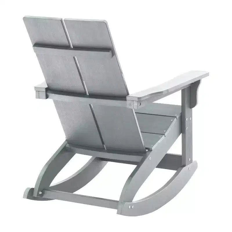 Flash Furniture Finn Modern Commercial Grade All-Weather 2-Slat Poly Resin Rocking Adirondack Chair with Rust Resistant Stainless Steel Hardware - Set of 2