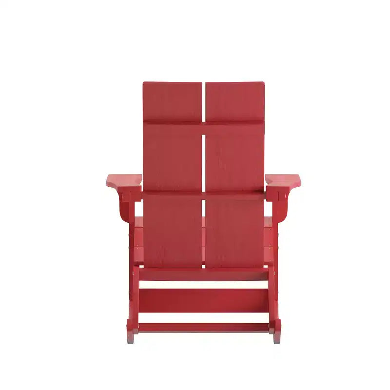 Flash Furniture Finn Modern Commercial Grade All-Weather 2-Slat Poly Resin Rocking Adirondack Chair with Rust Resistant Stainless Steel Hardware - Set of 2