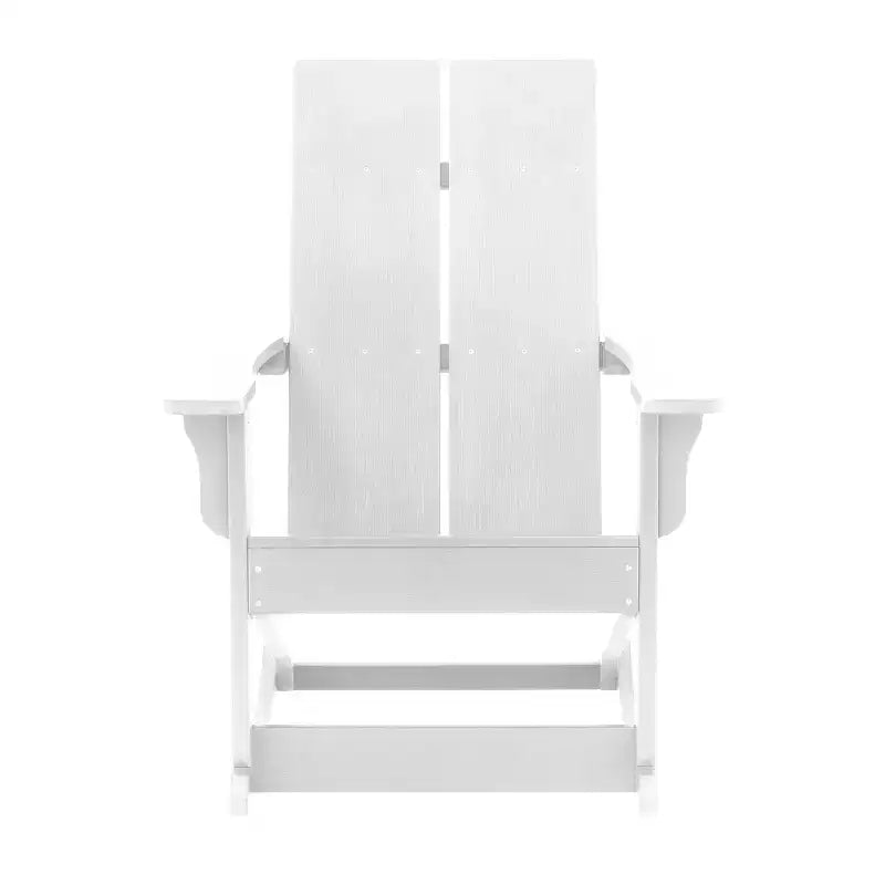 Flash Furniture Finn Modern Commercial Grade All-Weather 2-Slat Poly Resin Rocking Adirondack Chair with Rust Resistant Stainless Steel Hardware - Set of 2