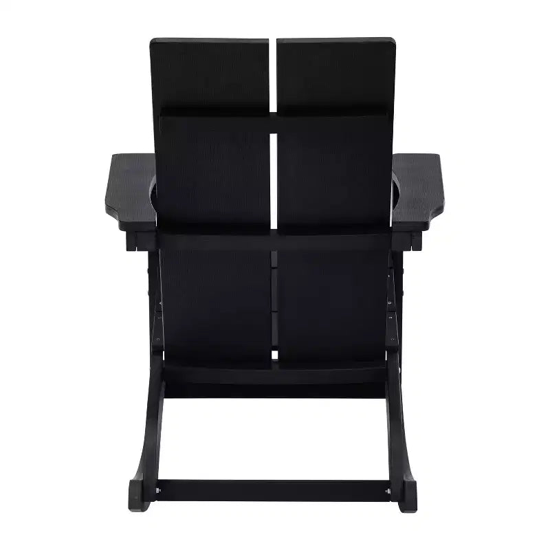 Flash Furniture Finn Modern Commercial Grade All-Weather 2-Slat Poly Resin Rocking Adirondack Chair with Rust Resistant Stainless Steel Hardware - Set of 2