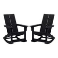 Flash Furniture Finn Modern Commercial Grade All-Weather 2-Slat Poly Resin Rocking Adirondack Chair with Rust Resistant Stainless Steel Hardware - Set of 2