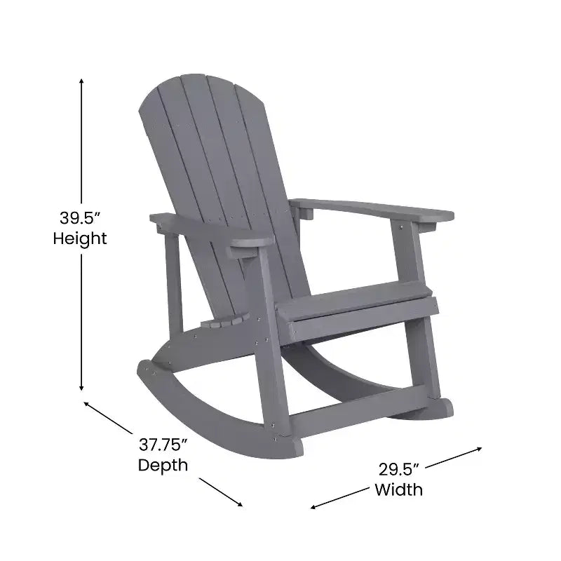 Merrick Lane All-Weather Polyresin Adirondack Rocking Chair with Vertical Slats