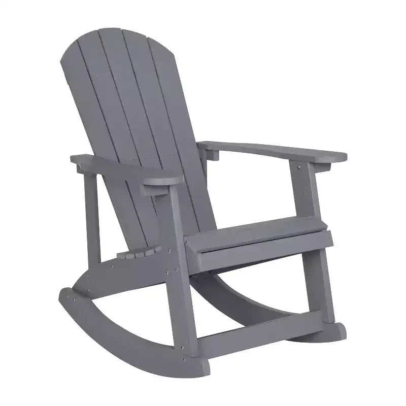 Merrick Lane All-Weather Polyresin Adirondack Rocking Chair with Vertical Slats