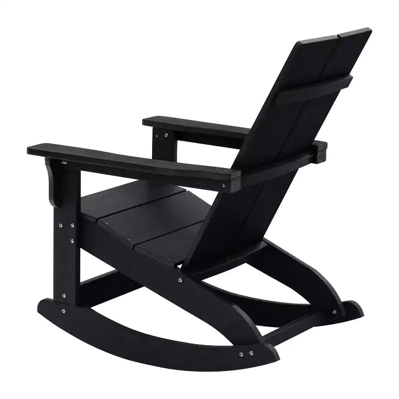 Merrick Lane Wellington UV Treated All-Weather Polyresin Adirondack Rocking Chair for Patio, Sunroom, Deck and More