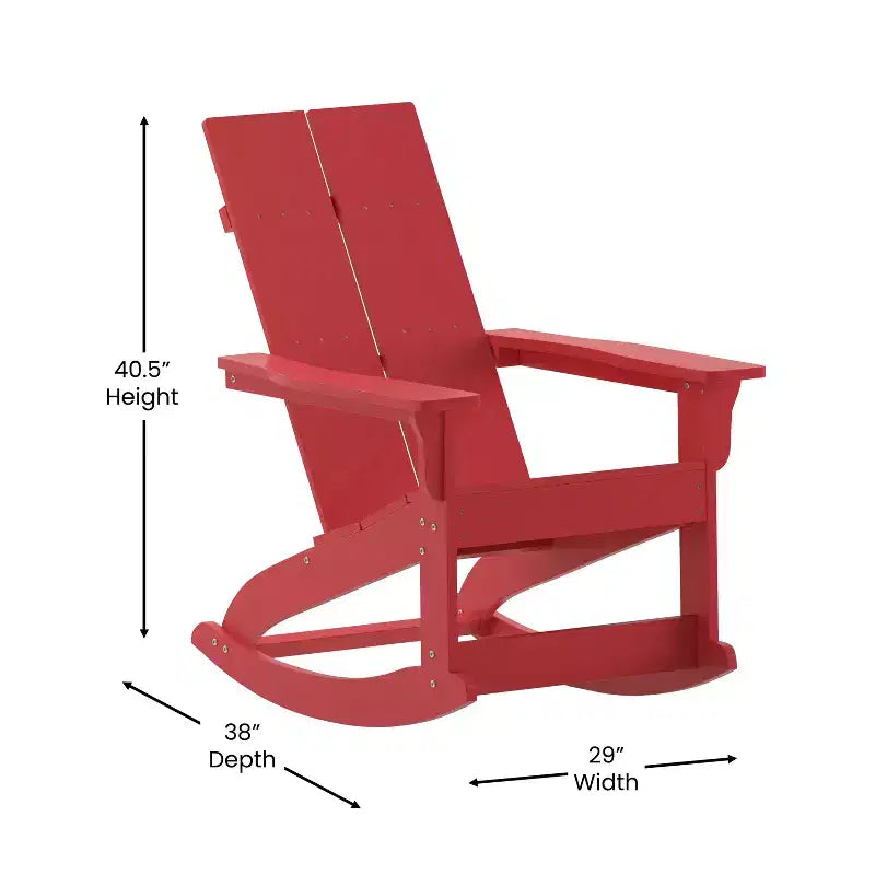 Merrick Lane Wellington UV Treated All-Weather Polyresin Adirondack Rocking Chair for Patio, Sunroom, Deck and More