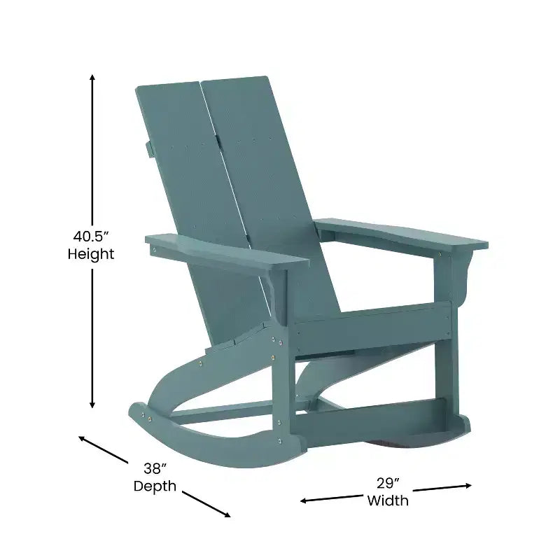 Merrick Lane Wellington UV Treated All-Weather Polyresin Adirondack Rocking Chair for Patio, Sunroom, Deck and More
