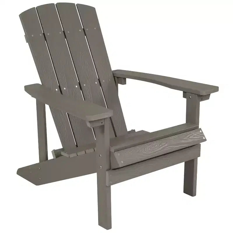 Merrick Lane Ayala 5 Piece Outdoor Leisure Set with Set of 4 Poly Resin Adirondack Chairs and Star and Moon Iron Fire Pit
