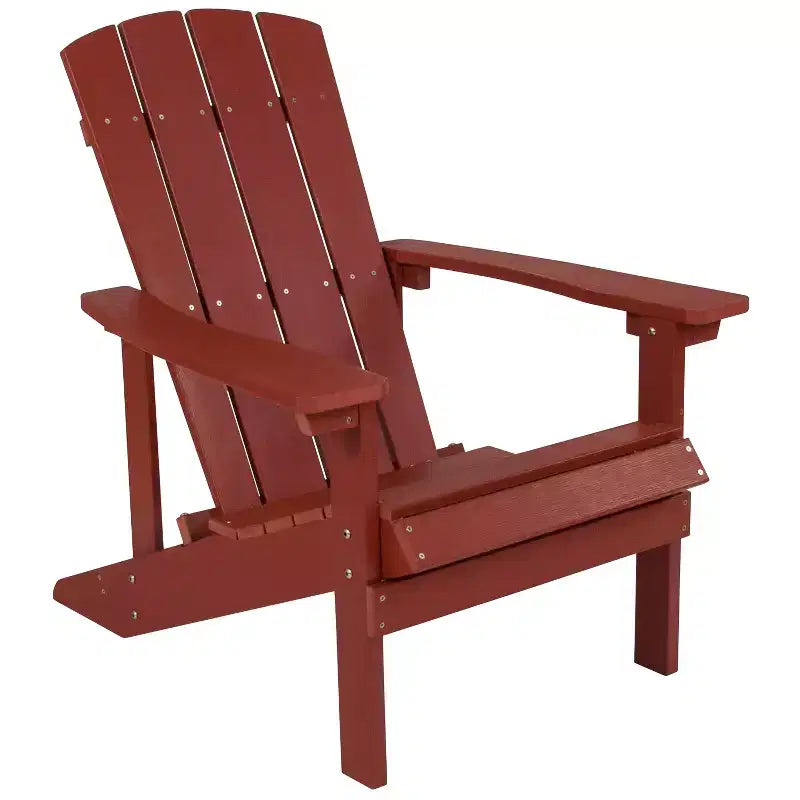 Merrick Lane Ayala 5 Piece Outdoor Leisure Set with Set of 4 Poly Resin Adirondack Chairs and Star and Moon Iron Fire Pit