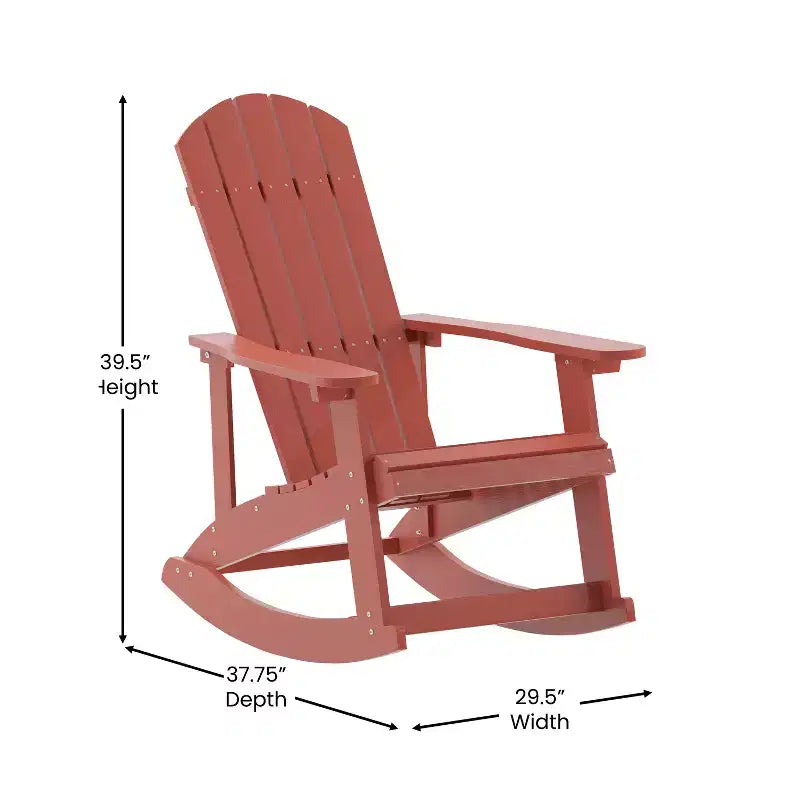 Merrick Lane Set of 2 All-Weather Polyresin Adirondack Rocking Chair with Vertical Slats