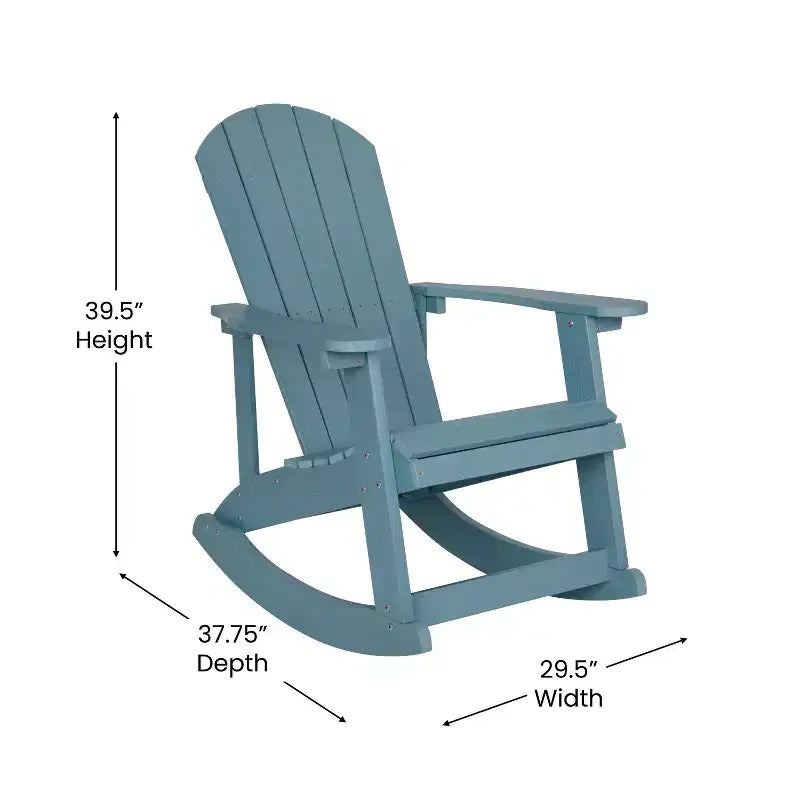 Merrick Lane Set of 2 All-Weather Polyresin Adirondack Rocking Chair with Vertical Slats