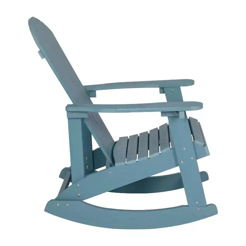 Merrick Lane Set of 2 All-Weather Polyresin Adirondack Rocking Chair with Vertical Slats
