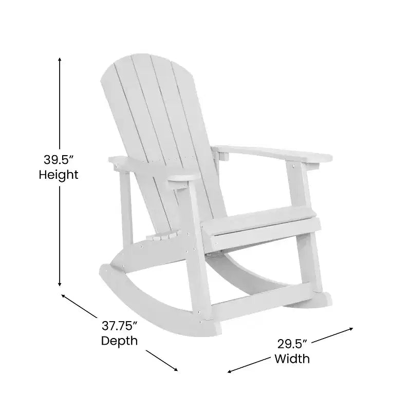 Merrick Lane Set of 2 All-Weather Polyresin Adirondack Rocking Chair with Vertical Slats