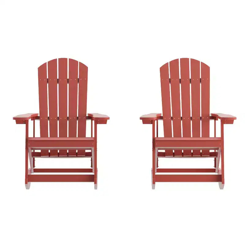 Merrick Lane Set of 2 All-Weather Polyresin Adirondack Rocking Chair with Vertical Slats