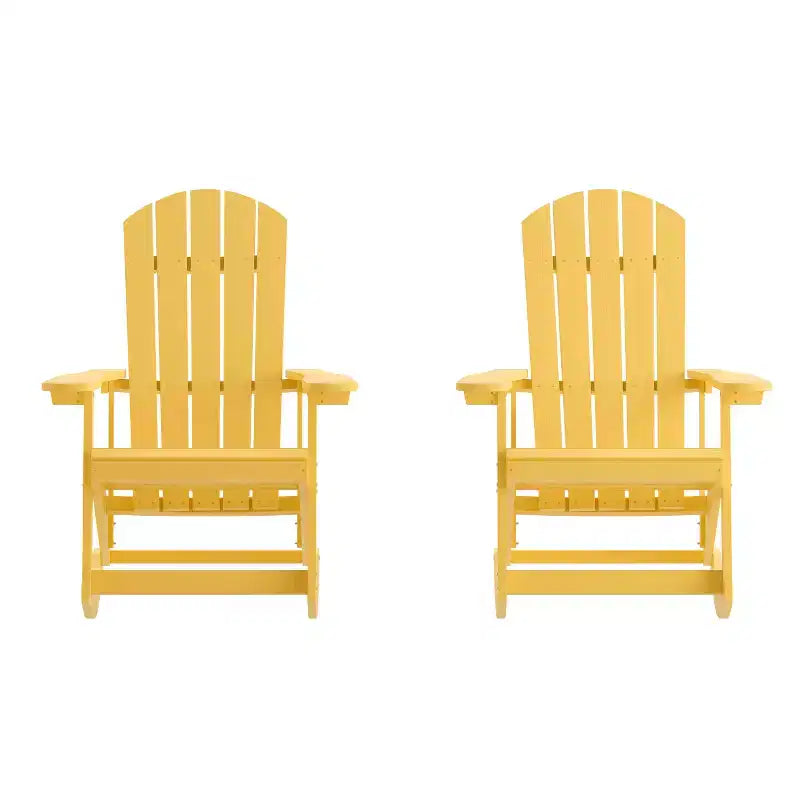 Merrick Lane Set of 2 All-Weather Polyresin Adirondack Rocking Chair with Vertical Slats