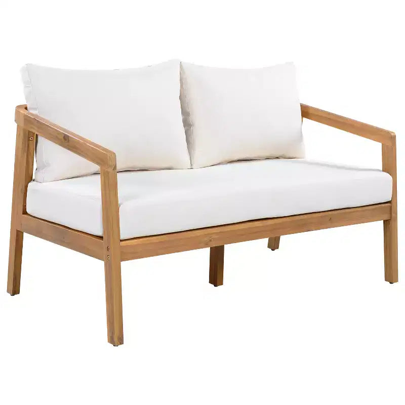 Christopher Knight Home Sunny Modern 5 Piece Acacia Seating Set with Rectangular Slatted Table and 7 Seaters