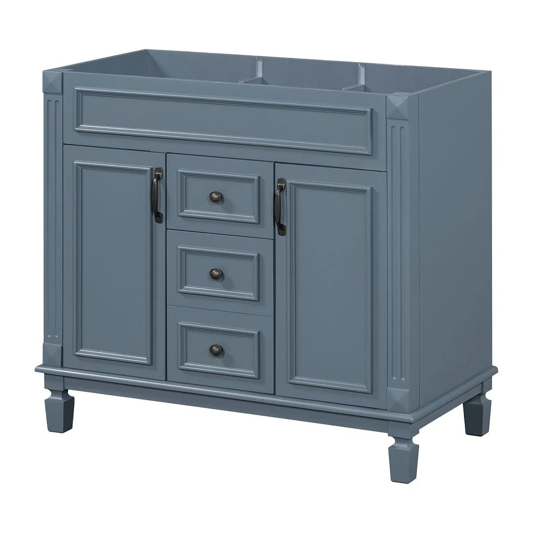 36'' Modern Bathroom Vanity with Top Sink and Mirror Cabinet,2 Doors and 2 Drawers