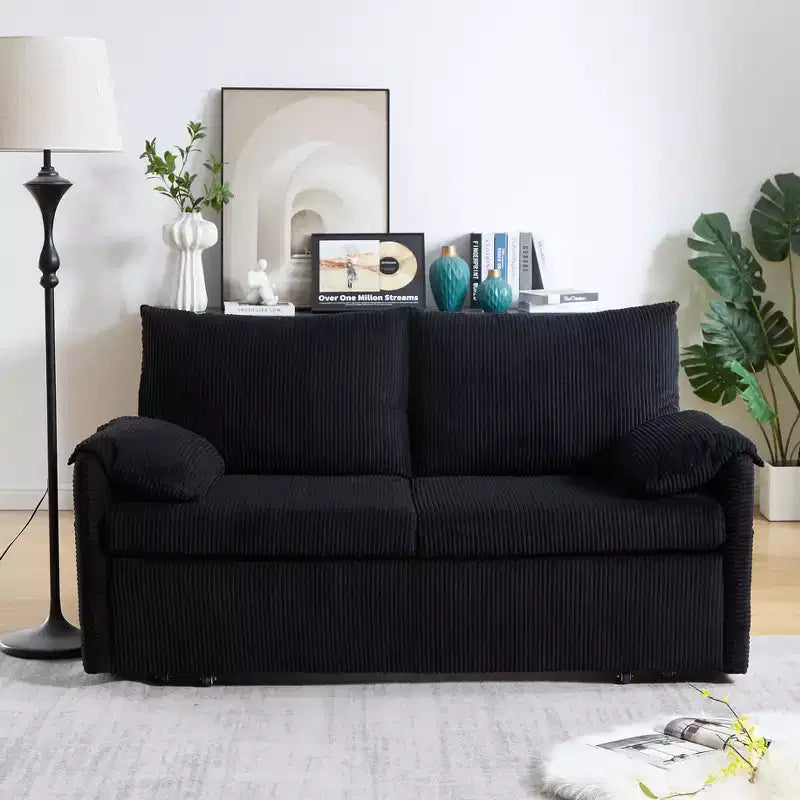 64.5 3-in-1 Convertible Corduroy Sleeper Sofa Bed with Pullout Bed