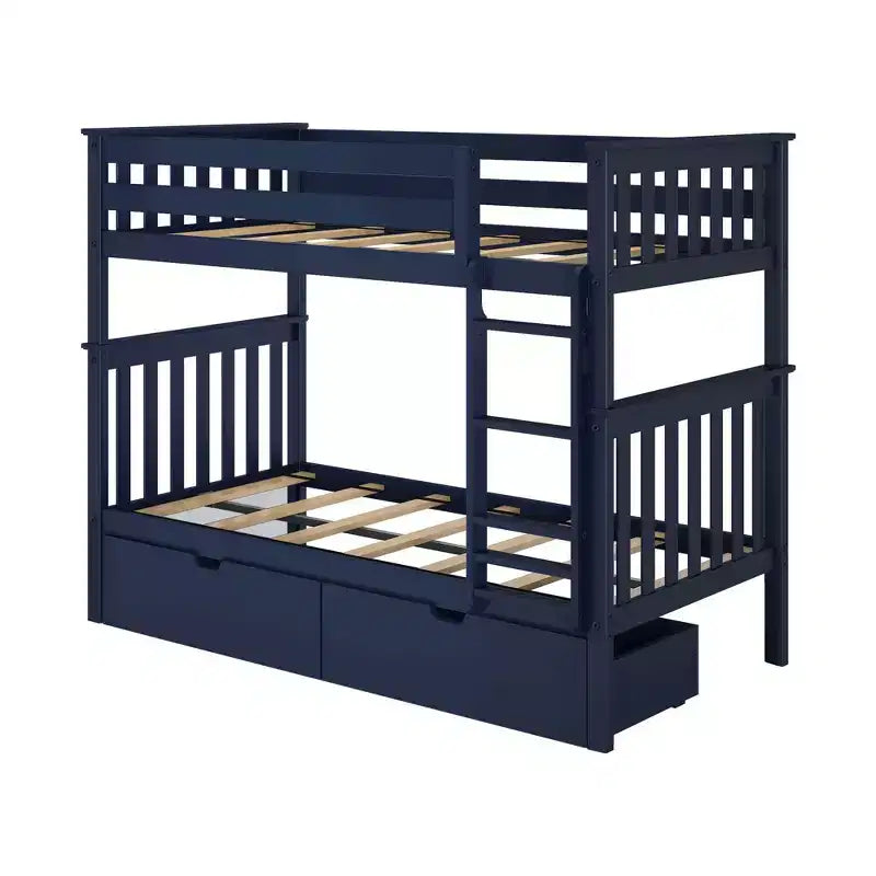 Solid Wood Twin over Twin Bunk Bed for Kids with Underbed Storage Drawers