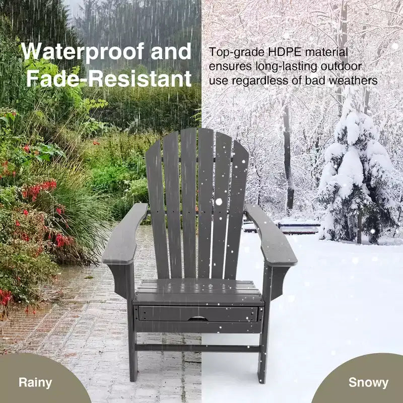 Costway Outdoor Patio HDPE Deck Adirondack Chair Beach Seat Retractable Ottoman White\Black\Coffee\Grey\Turquoise