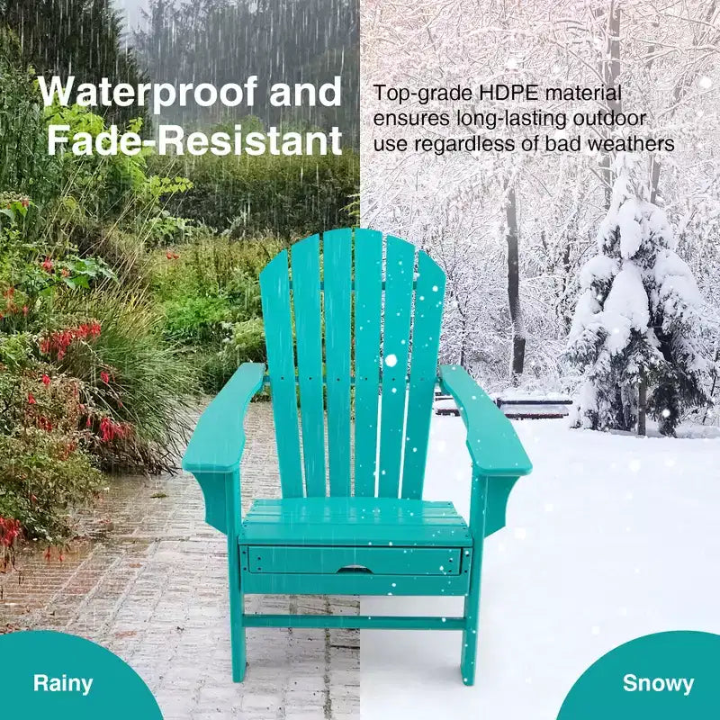 Costway Outdoor Patio HDPE Deck Adirondack Chair Beach Seat Retractable Ottoman White\Black\Coffee\Grey\Turquoise