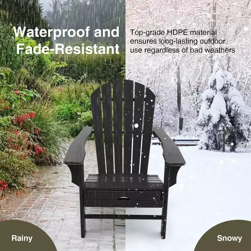 Costway Outdoor Patio HDPE Deck Adirondack Chair Beach Seat Retractable Ottoman White\Black\Coffee\Grey\Turquoise