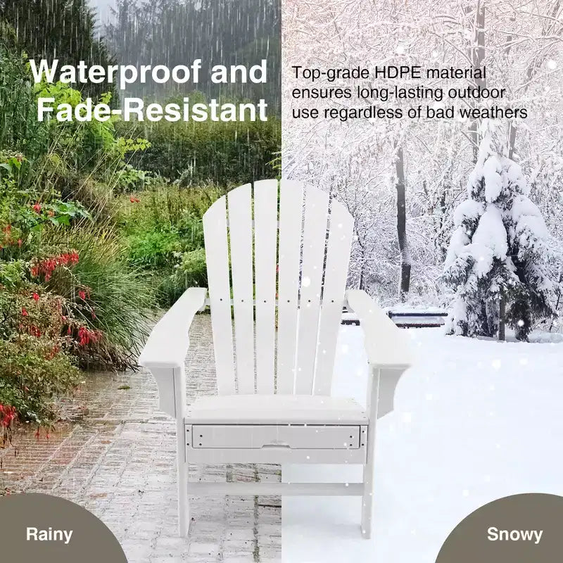 Costway 2 PCS Outdoor Patio HDPE Adirondack Chair Beach Seat Retractable Ottoman White\Black\Coffee\Grey\Turquoise