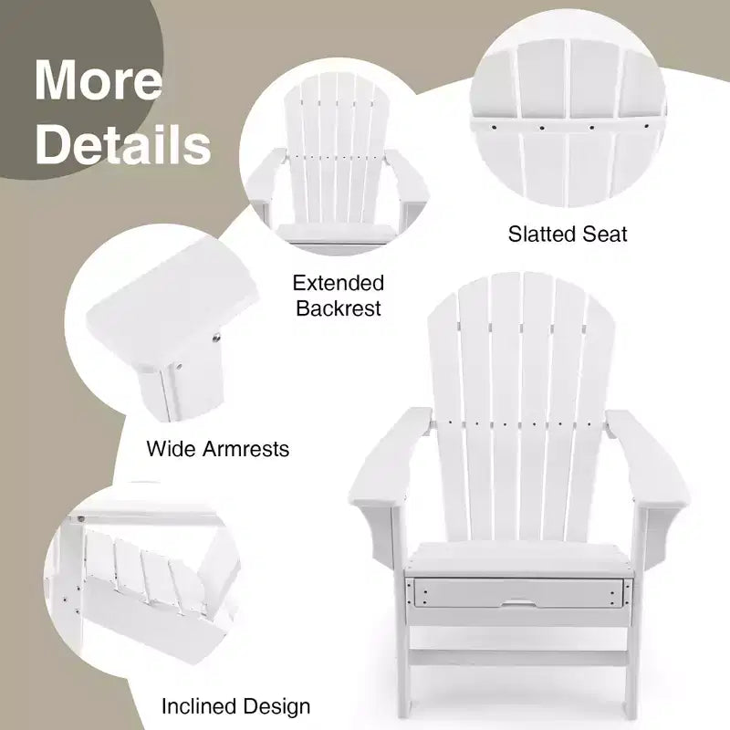 Costway 2 PCS Outdoor Patio HDPE Adirondack Chair Beach Seat Retractable Ottoman White\Black\Coffee\Grey\Turquoise