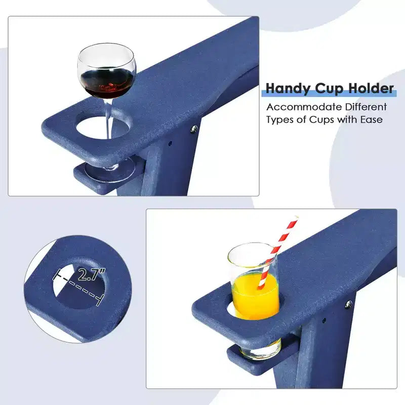 Costway 4PCS Patio Adirondack Chair Weather Resistant Garden Deck W/Cup Holder White\Black\Grey\Turquoise\Navy\Red